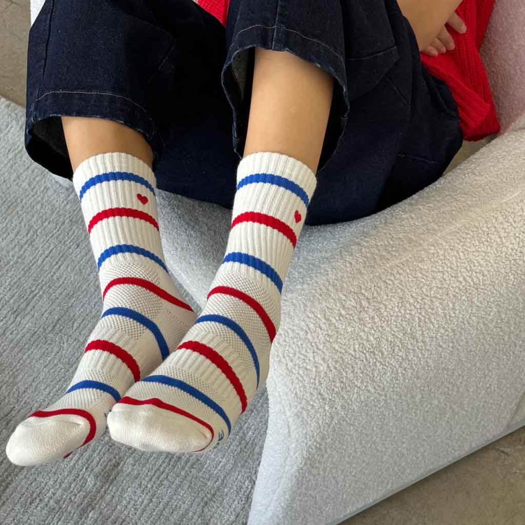 Le Bon Shoppe Boyfriend Stripe Socks w/ Heart - re-souL