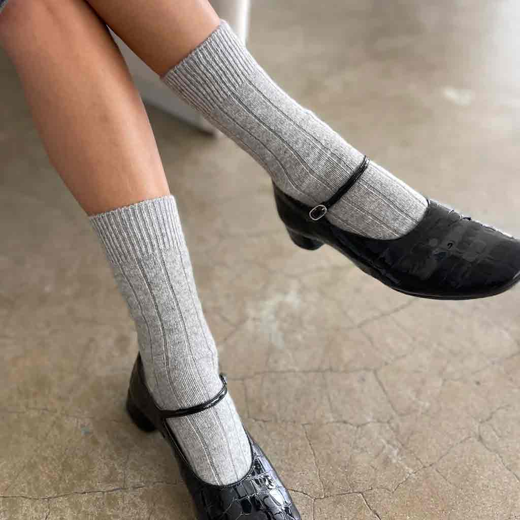 Le Bon Shoppe Classic Cashmere Socks - Grey Melange - re-souL