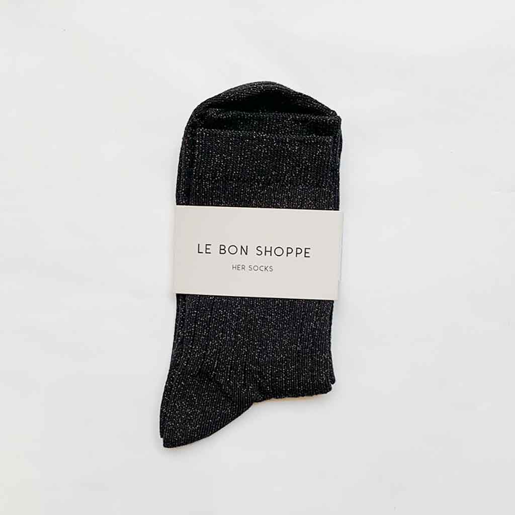 Le Bon Shoppe Her Socks Modal Lurex - Black Copper - re-souL