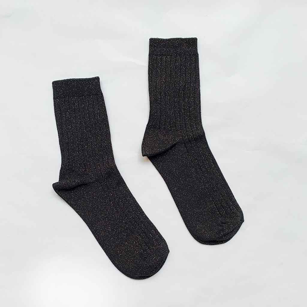 Le Bon Shoppe Her Socks Modal Lurex - Black Copper - re-souL