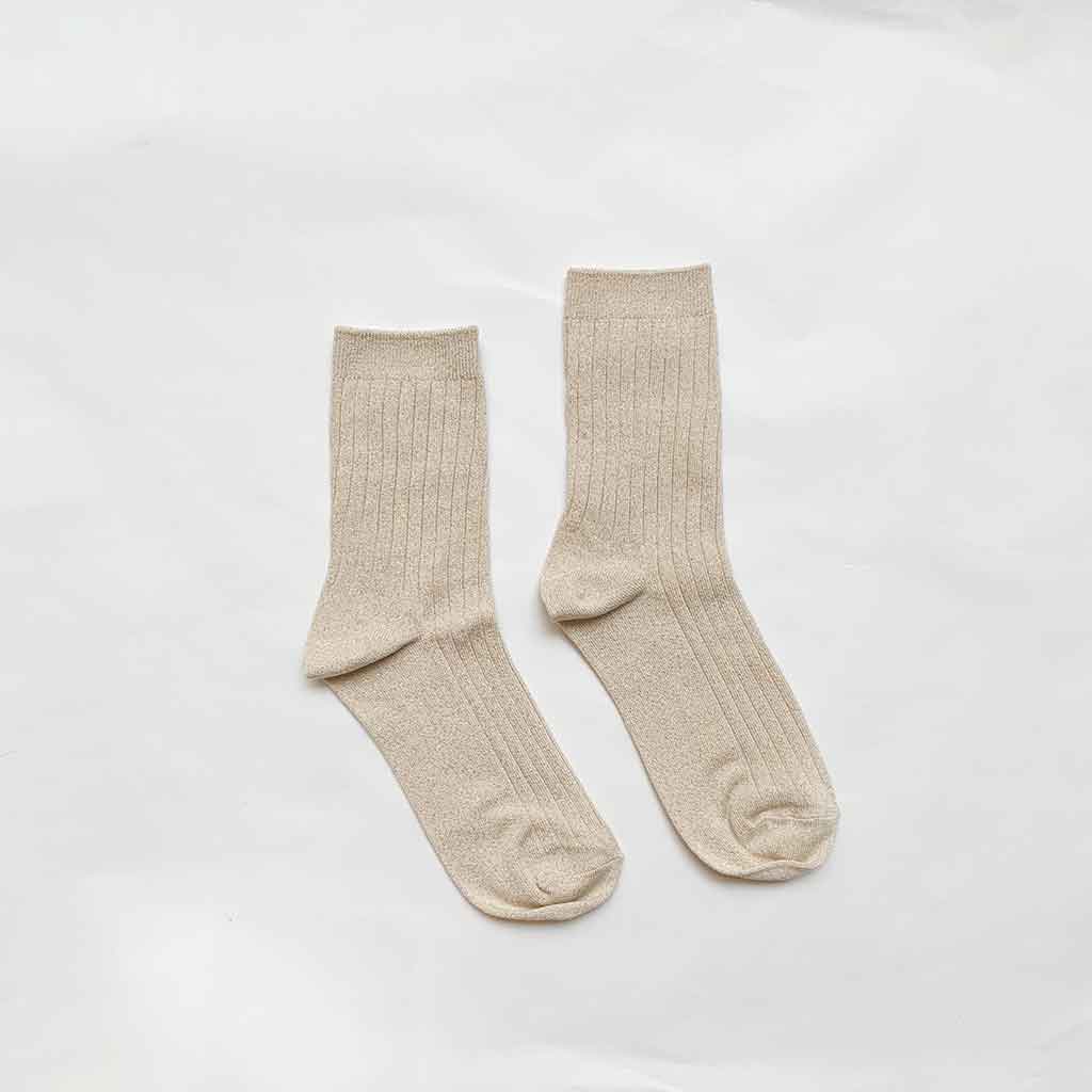 Le Bon Shoppe Her Socks Modal Lurex - Ivory/Gold - re-souL