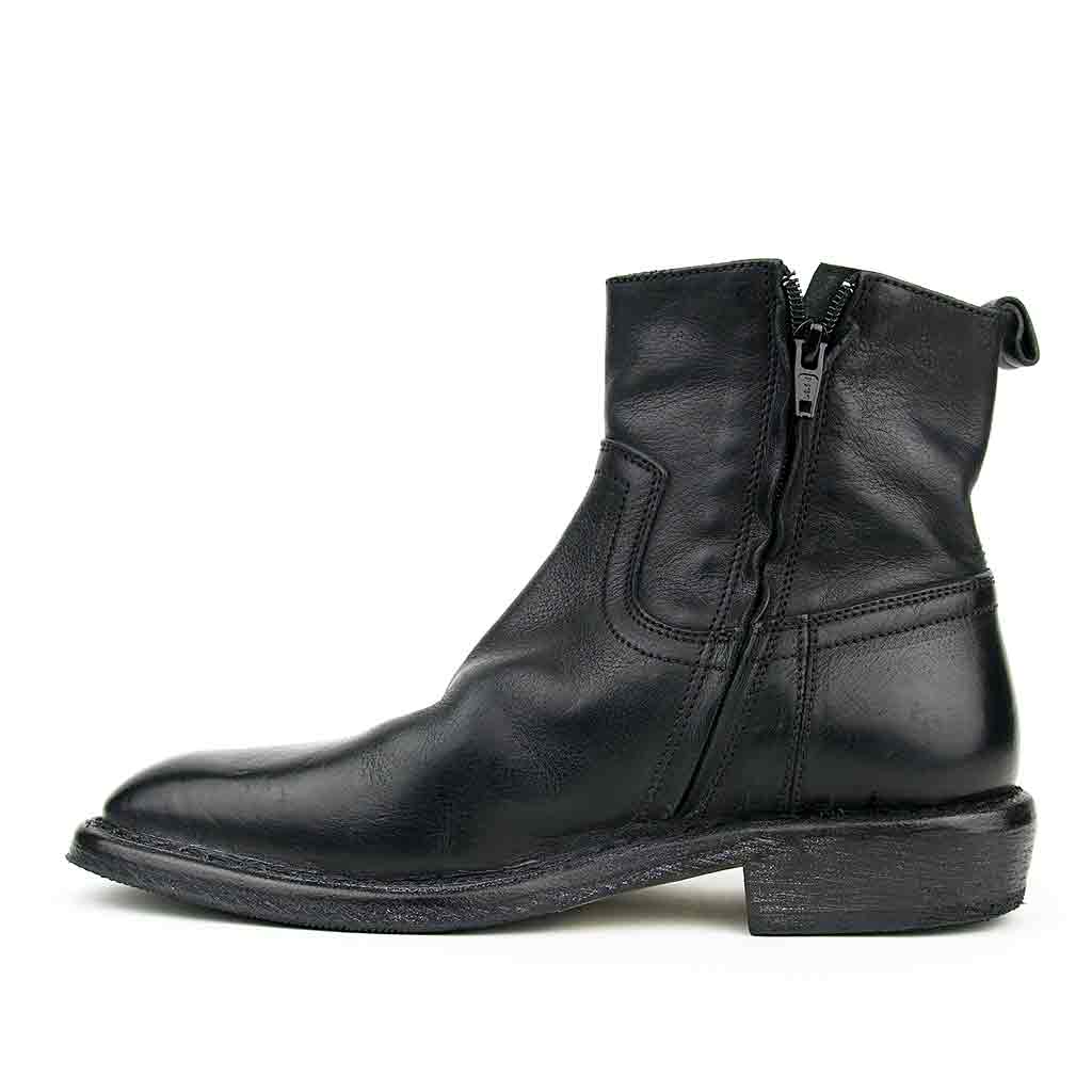 MOMA Ankle Zip Boot for Women - Black - re-souL
