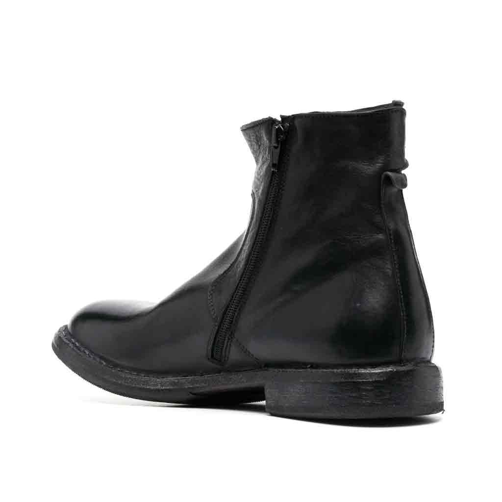 MOMA Italian Leather Ankle Boot - Black - re-souL