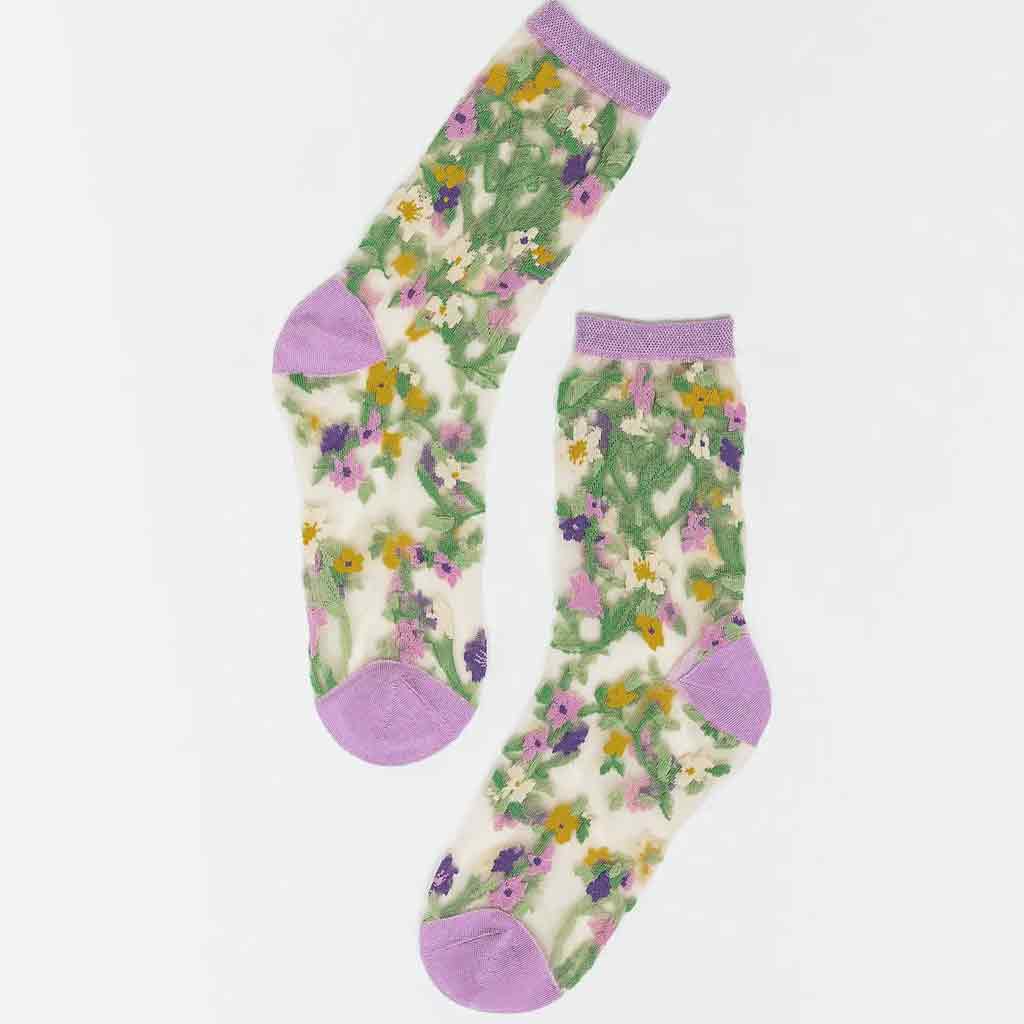Sock Candy Sheer Sock - Heart Floral - re-souL