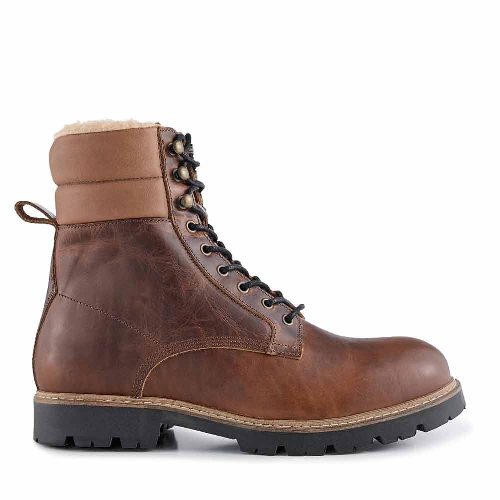 STB Cube Lace Boot - Brown Leather with Fleece - re-souL