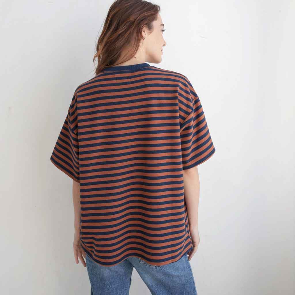 Things Between Cassandra Oversized Striped Tee - Brown/Navy - re-souL