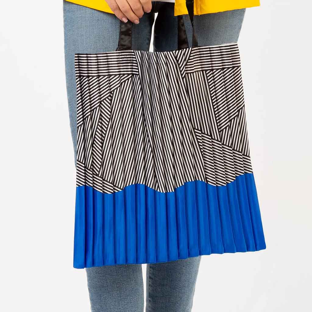Write Sketch Satin Pleated Tote Bag - Millerighe - re-souL