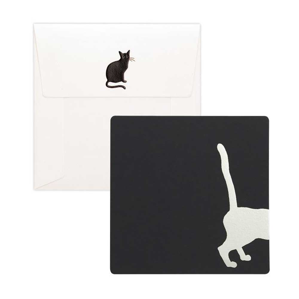 Yamazakura Embossed Square Card - Black Cat - re-souL